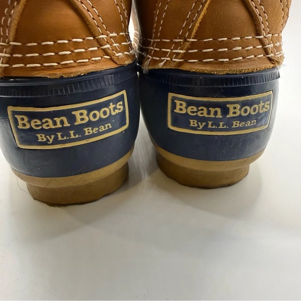 LL Bean Boots Women’s Size 5W (A W) Like New Condition Unlined Navy Foot‎ Rain